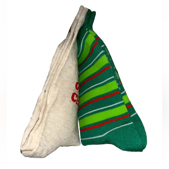 Peanuts Charlie Brown Snoopy Woodstock Crew Socks 1Pair Men 6-12 Green Christmas - Picture 8 of 11